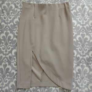 Dynamite Medi Skirt with front slit, Taupe, Medium
